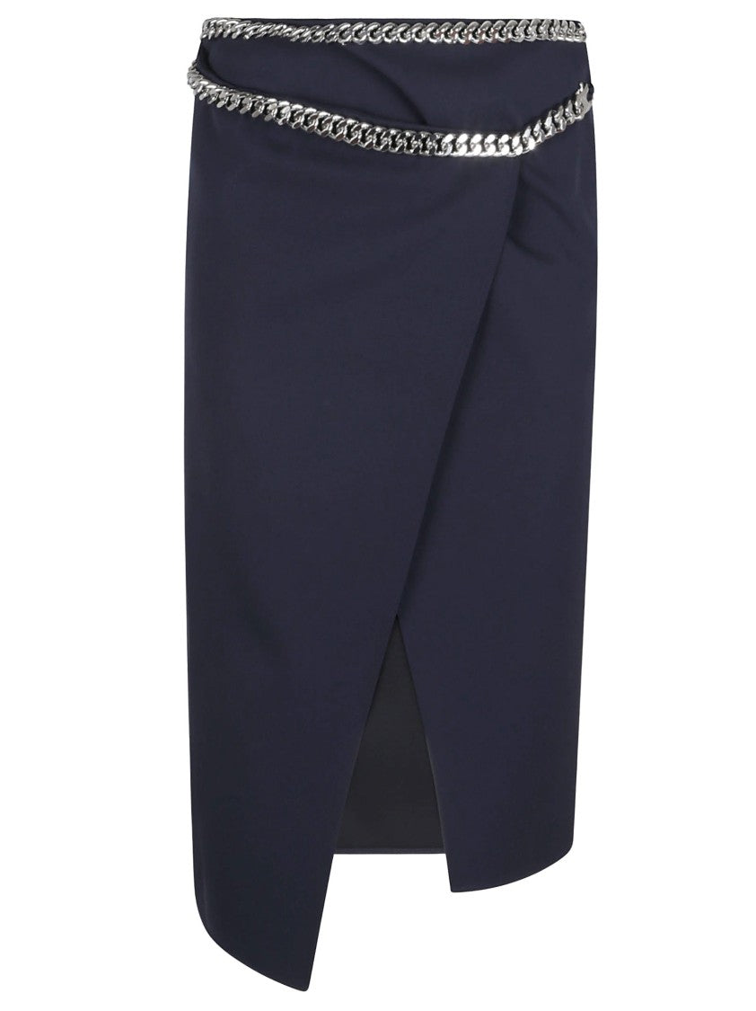 Stella Mccartney Navy Blue Wool Skirt With Side Tie