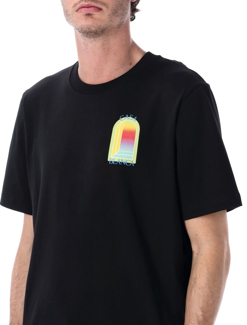 Casablanca L’Arche Printed Lime & Yellow T-Shirt In Black