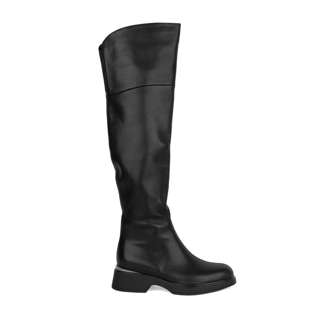 Linda Baumann Black Leather Tall Smooth Side Zip Boots