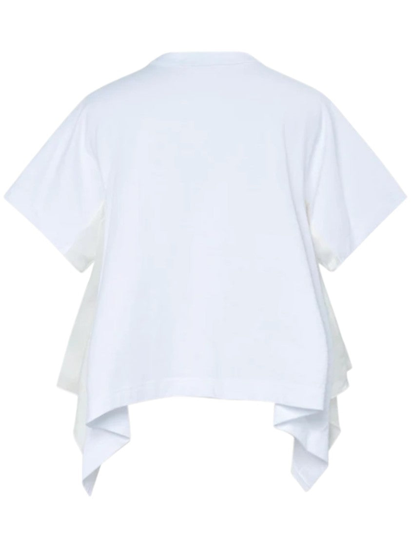Sacai Satin Cotton Jersey T-Shirt With Asymmetrical Hem