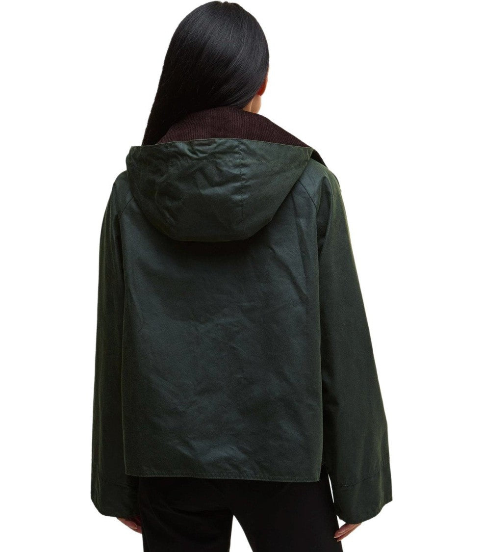 Barbour Reighton Wax Green Hooded Jacket