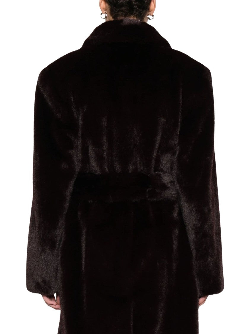 Stand Studio Burgundy Jasmine Faux Fur Coat