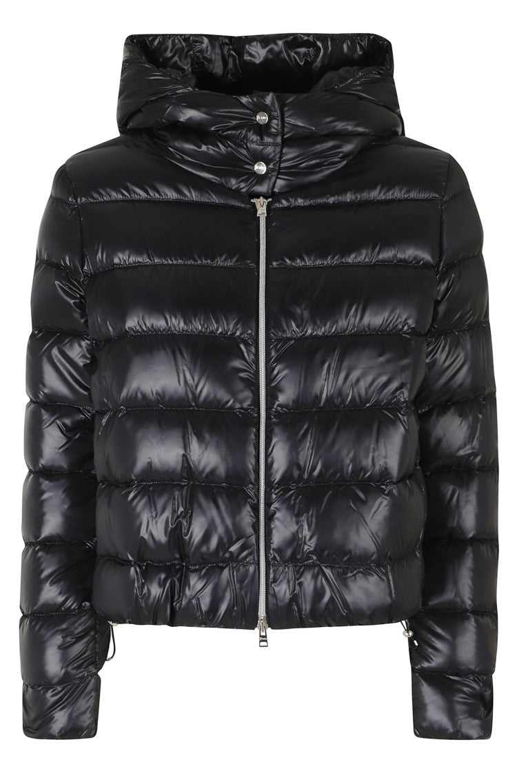 Herno Black High Neck Hooded Double-Slider Zip Polyamide Down Jacket