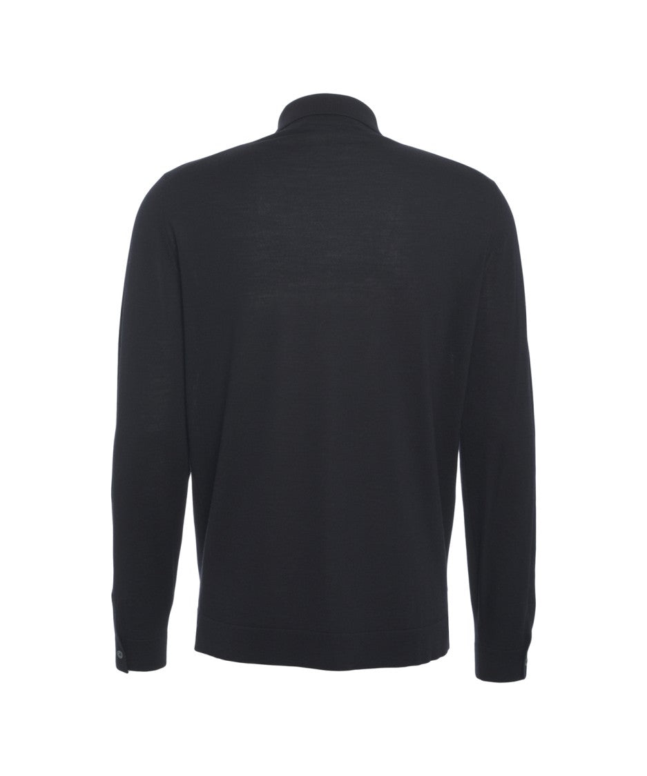 Gender Classic Virgin Wool Knit Shirt With Full Button Closure