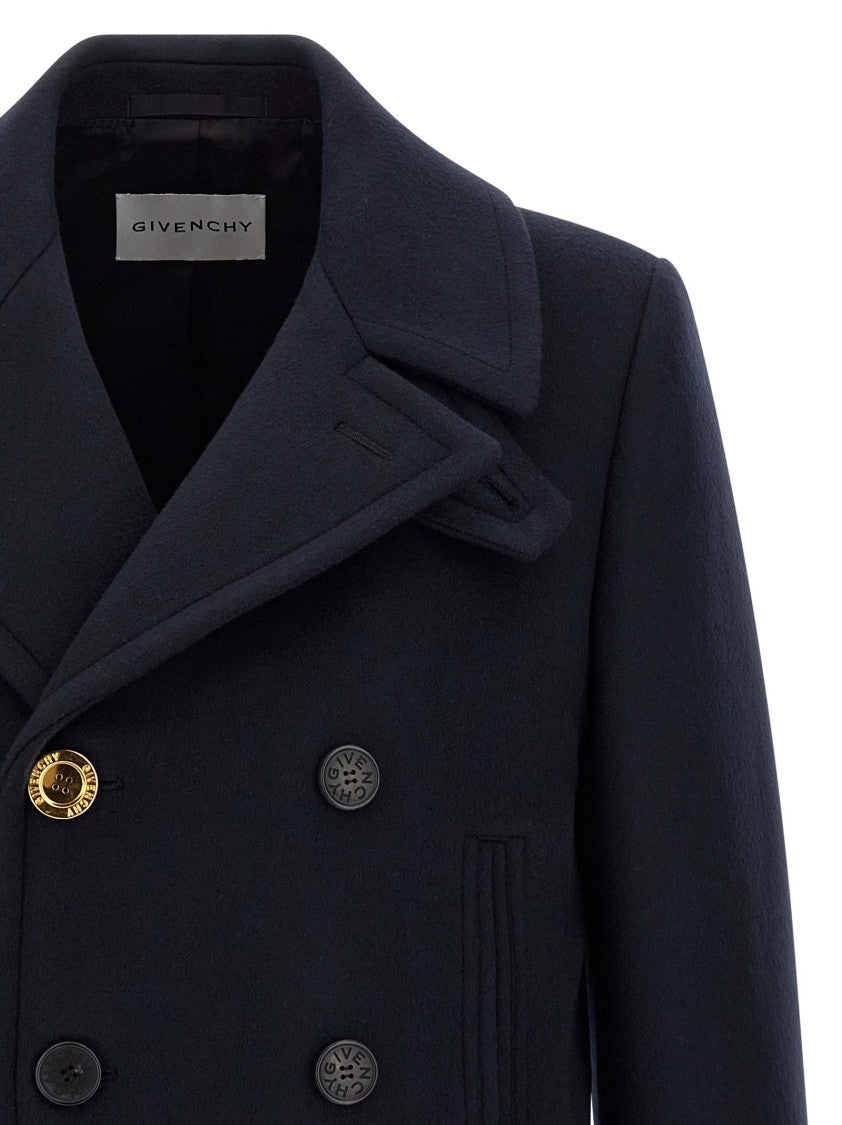 Givenchy Double-Breasted Wool Caban With Gold Logo Detail