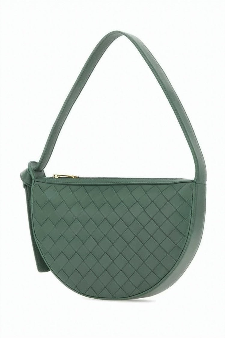 Bottega Veneta Half-Moon Shoulder Bag With Woven Leather Pattern