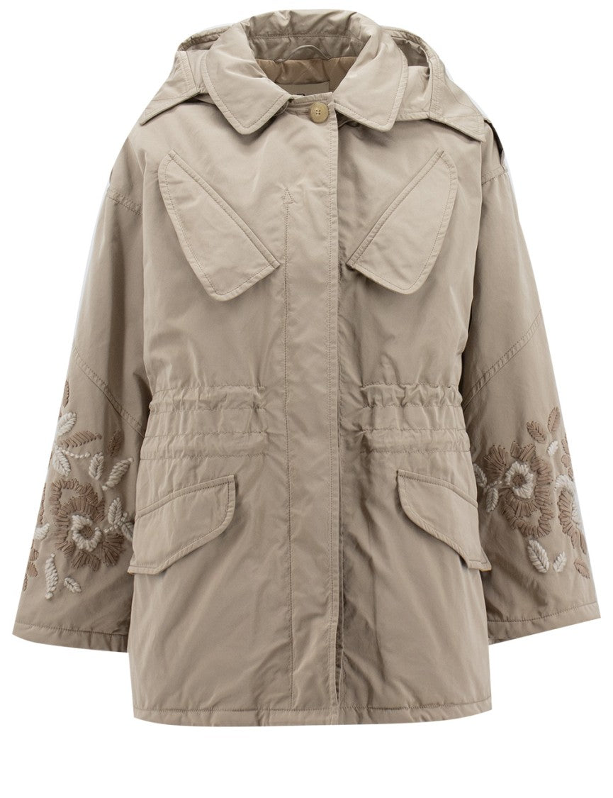 Ermanno Scervino Beige Short Coat With Drawstring Waist