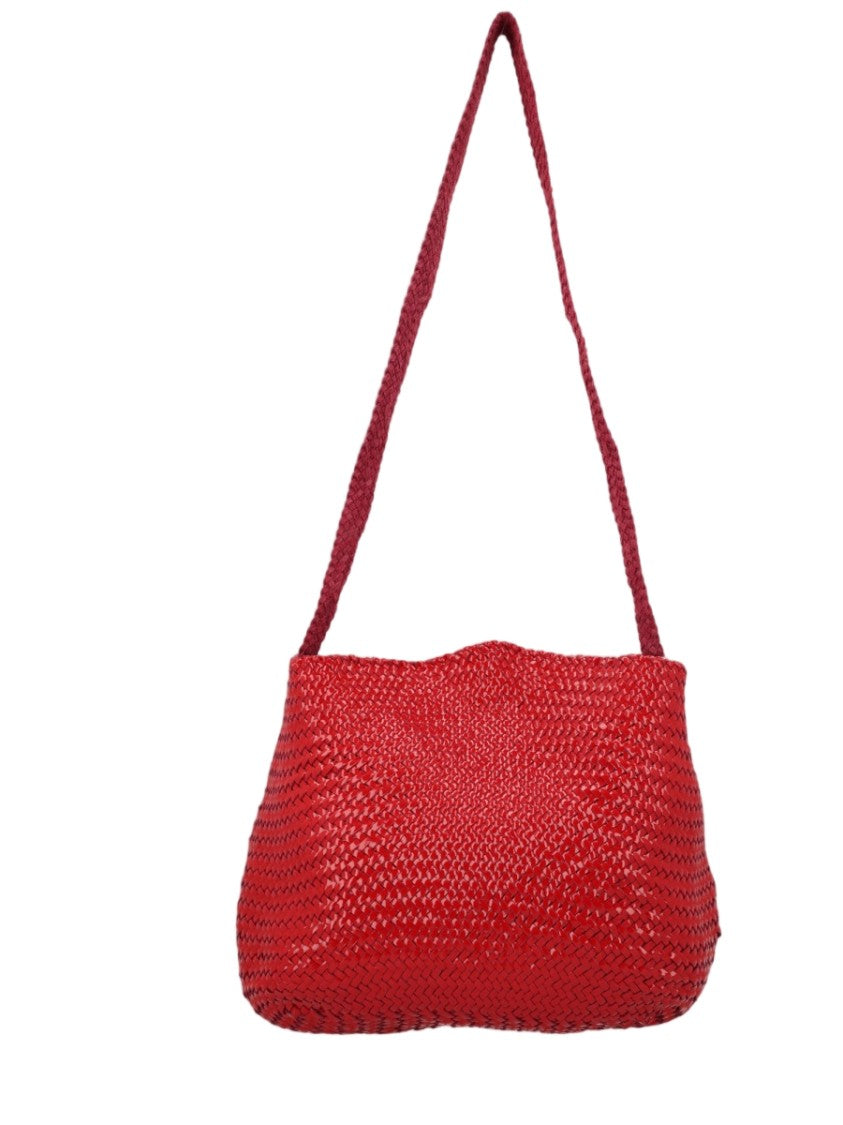 Dragon Diffusion Red Medium Woven Leather Shoulder Bag