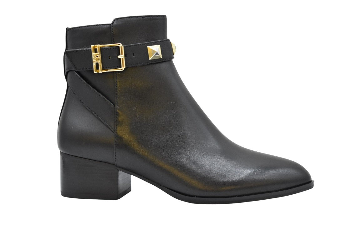 Michael Kors Smooth Leather Ankle Boots With Gold-Tone Accents