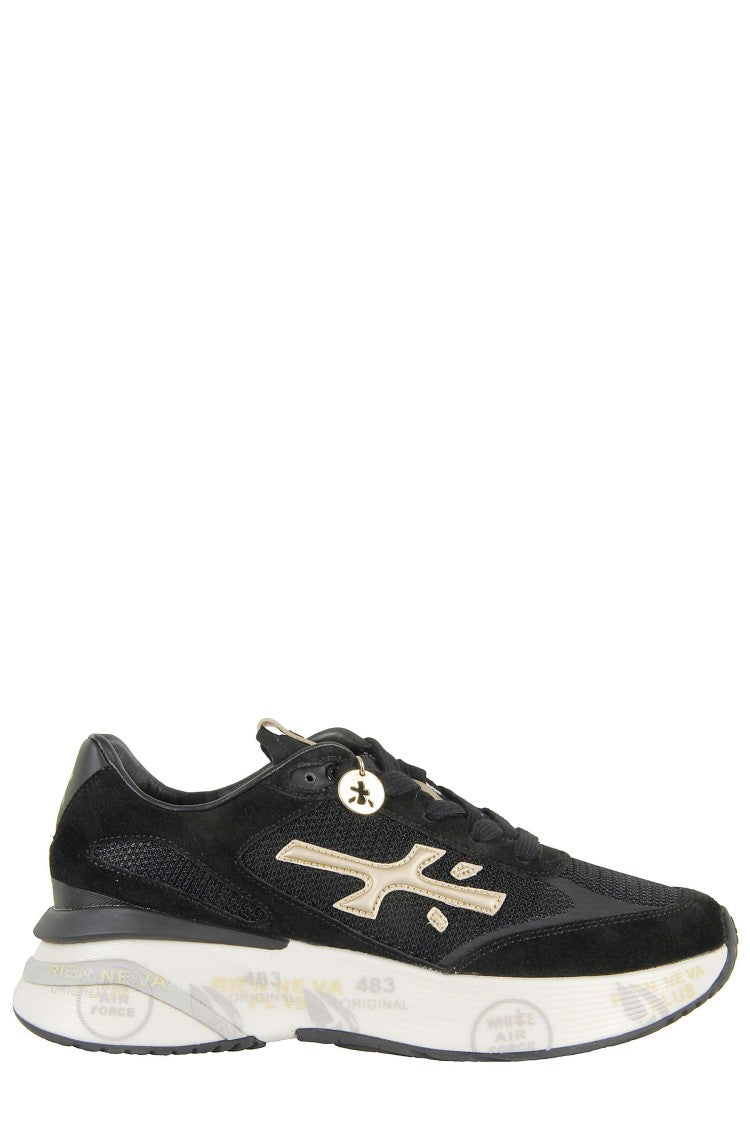 Premiata Round Toe Sneakers With Suede Inserts