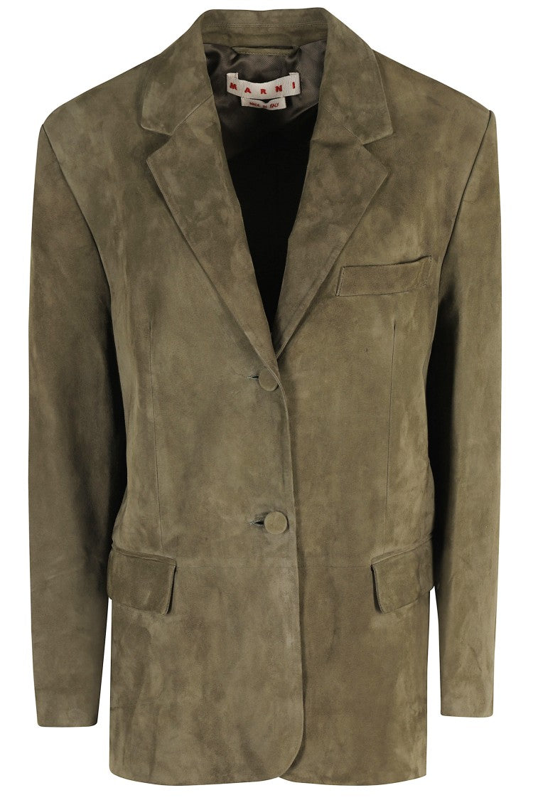 Marni Classic Suede Leather Jacket With Single-Breasted Closure