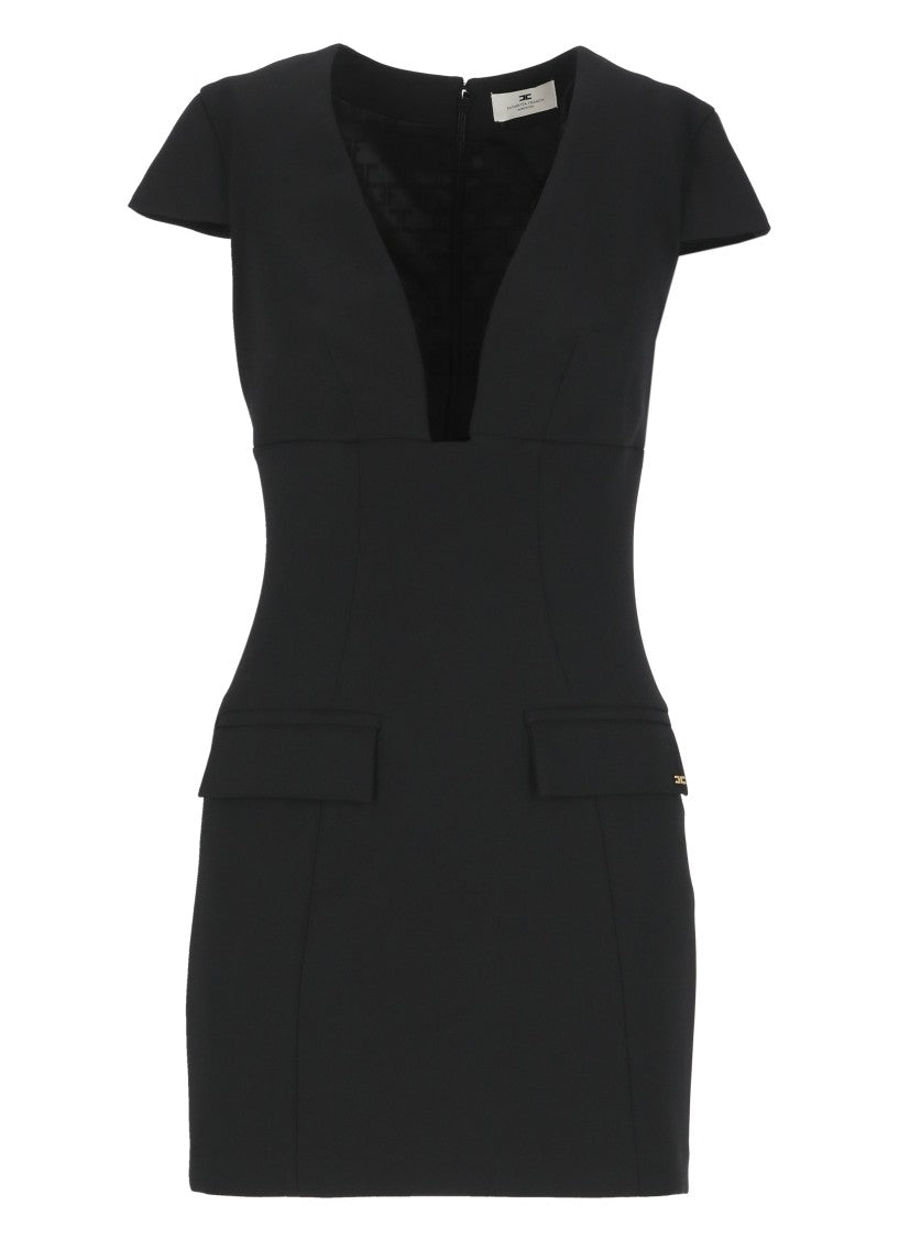 Elisabetta Franchi Structured Mini Dress With Signature Flap Pockets