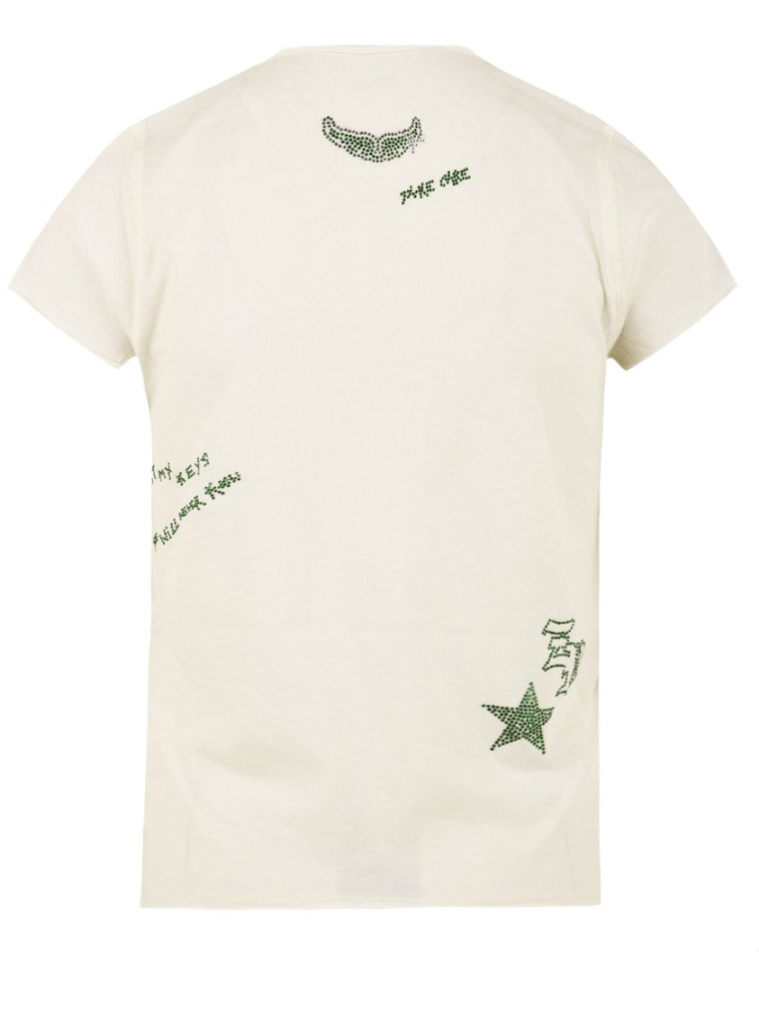 Zadig & Voltaire Short-Sleeved Top With Rhinestone Heart Embellishments