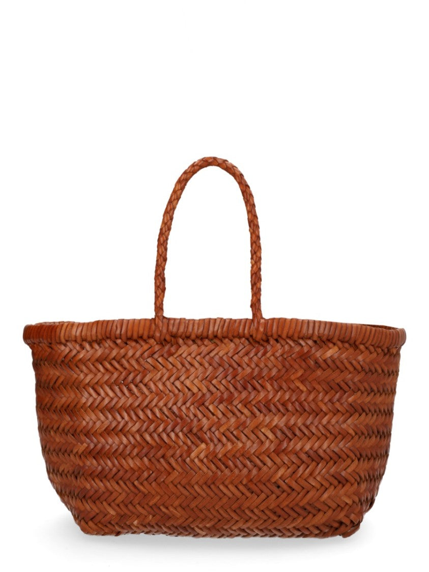 Dragon Diffusion Warm Brown Triple Jump Small Leather Tote Bag