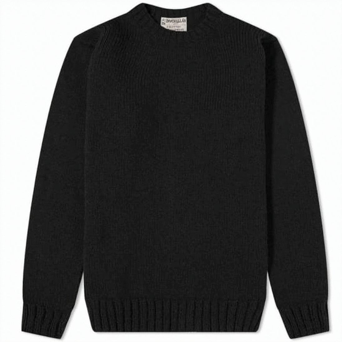 Inverallan Classic Black Wool Sweater With Ribbed Detailing