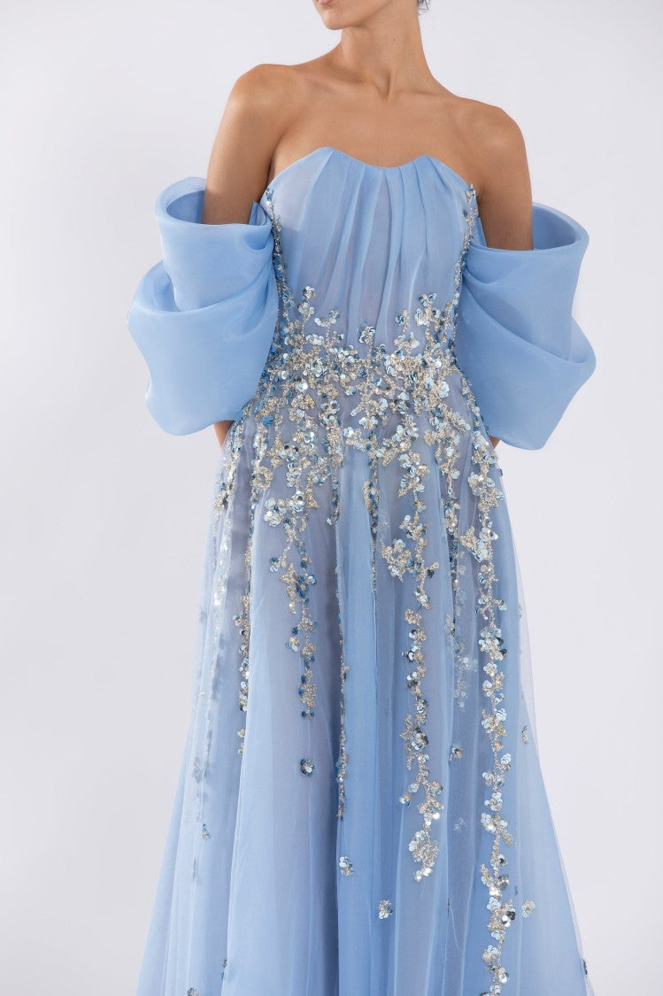 Saiid Kobeisy Organza Dress With Dotted Beading