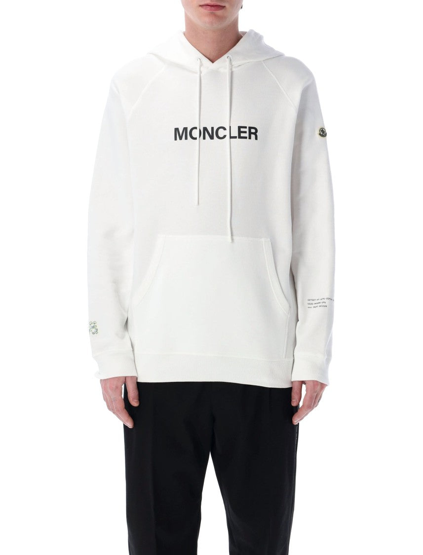 Moncler Genius X Fragment White Hoodie With Front Logo