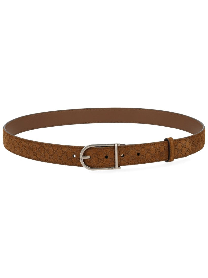 Gucci Reversible Silver Buckle Calfskin Belt