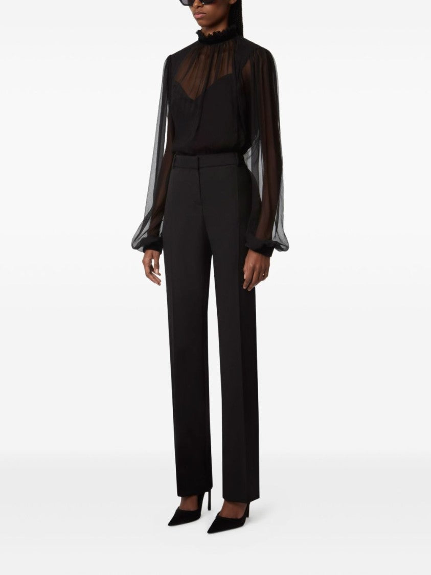 Nina Ricci Black Ruffled High Neck Balloon Top