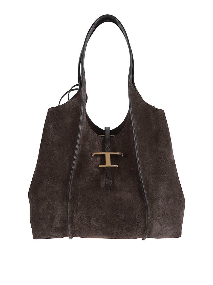Tod's Sinuous Brown Suede Tote Bag