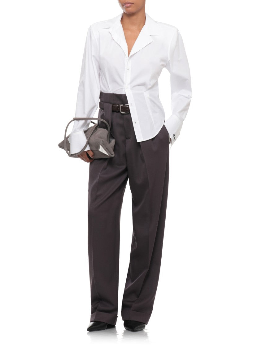 The Attico Straight-Leg Purple Trousers With Lapel Cuffs And Built-In Belt