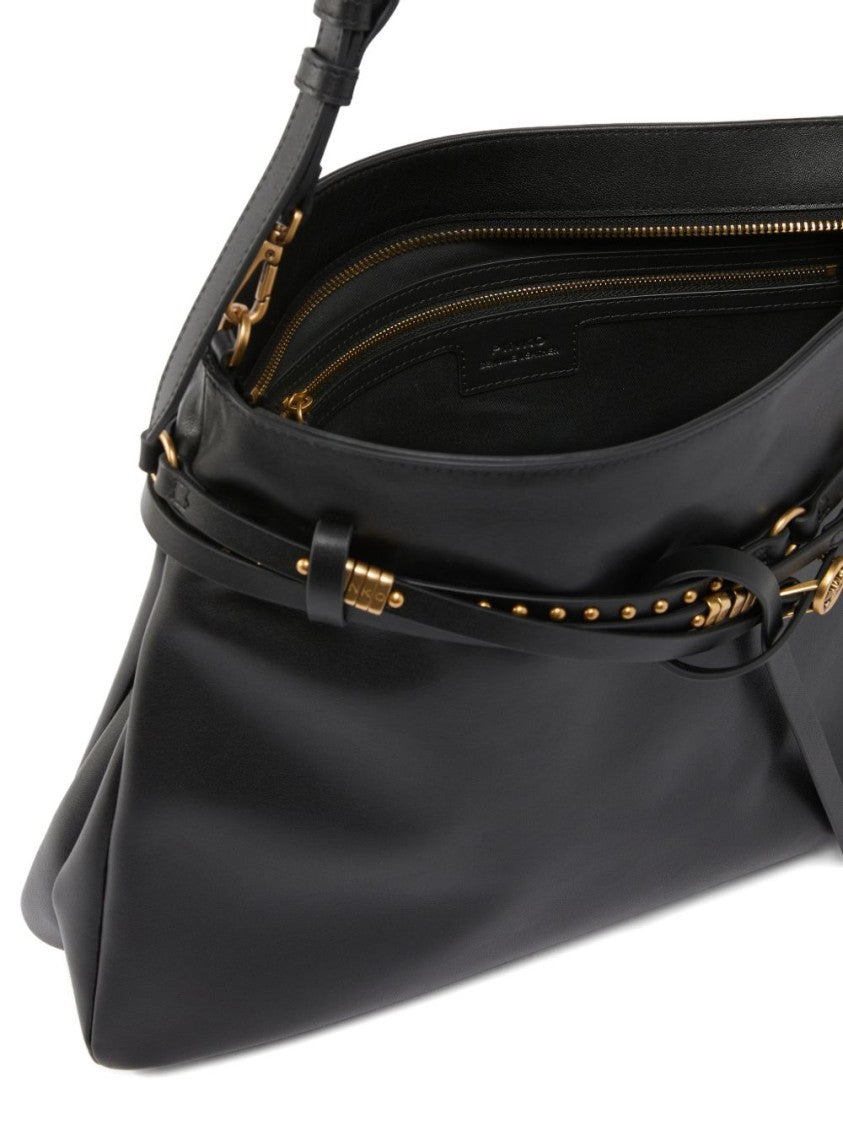 Pinko Black Studded Belt Shoulder Bag