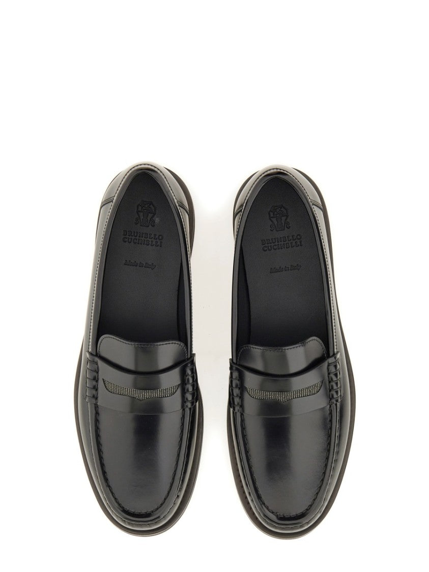 Brunello Cucinelli Polished Leather Loafer With Low Heel