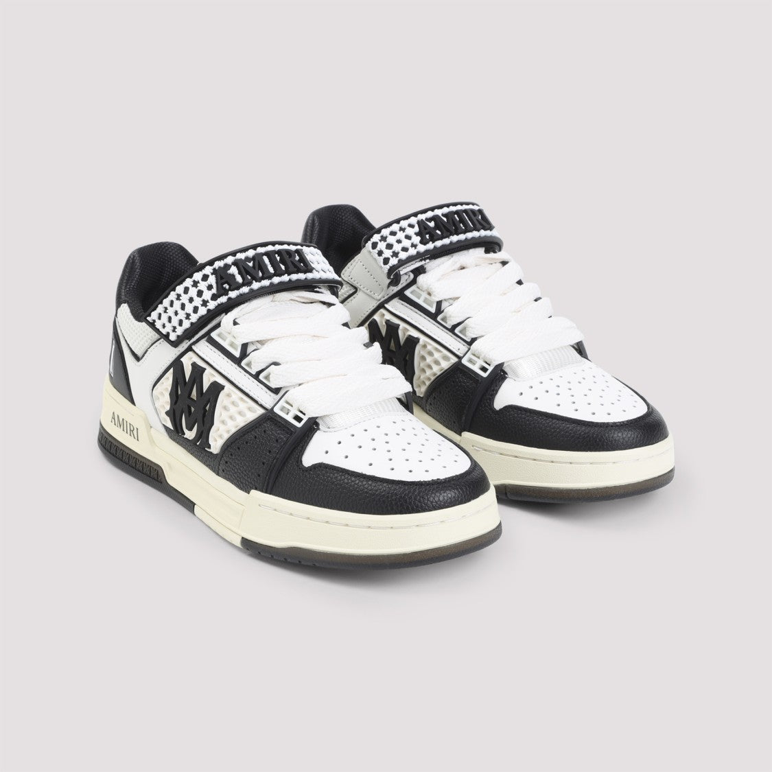 Amiri Low-Top Leather Sneakers With Textured Panels And Bold Branding