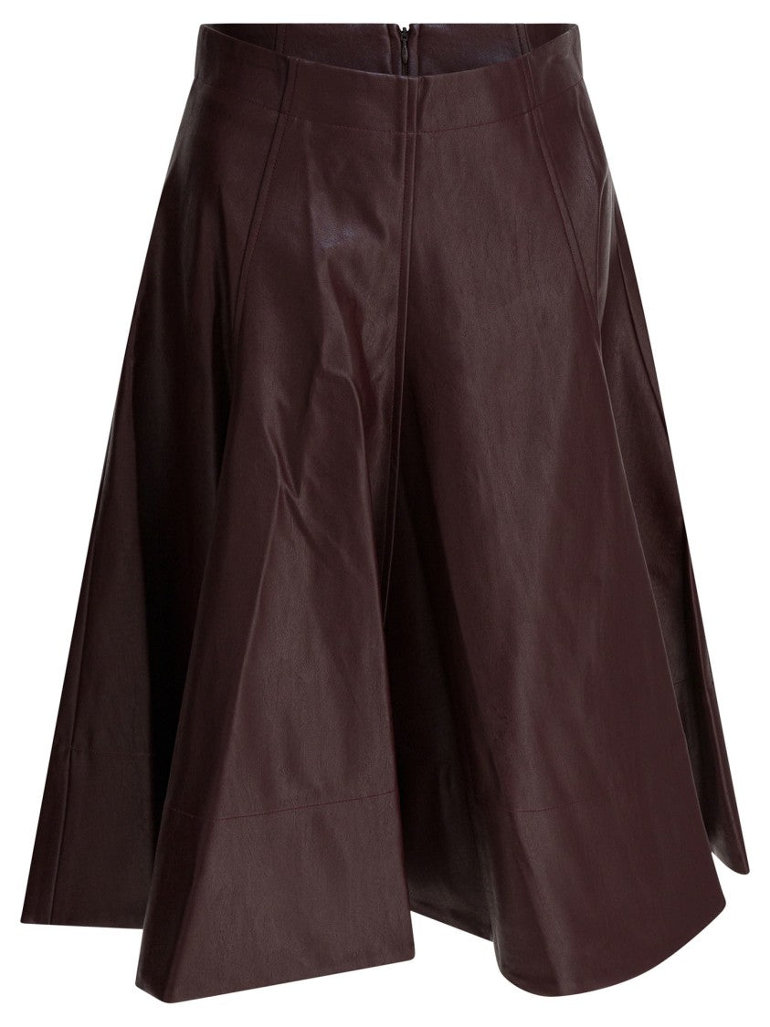 Thelaurent Flared Bordeaux Skirt With Structured Panels