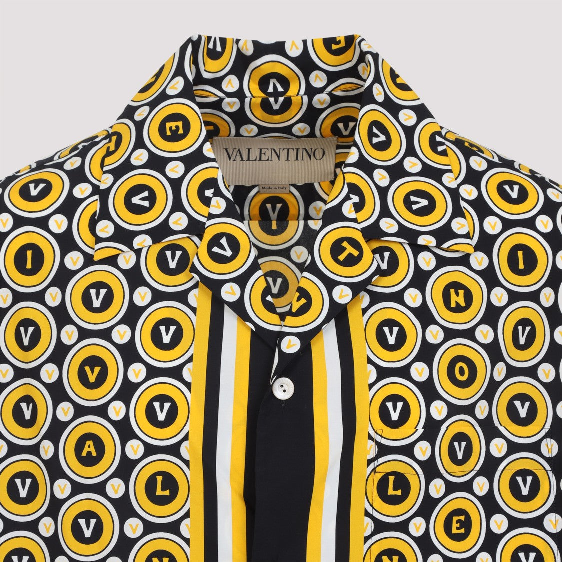 Valentino Bowling Yellow And Black Cotton Shirt