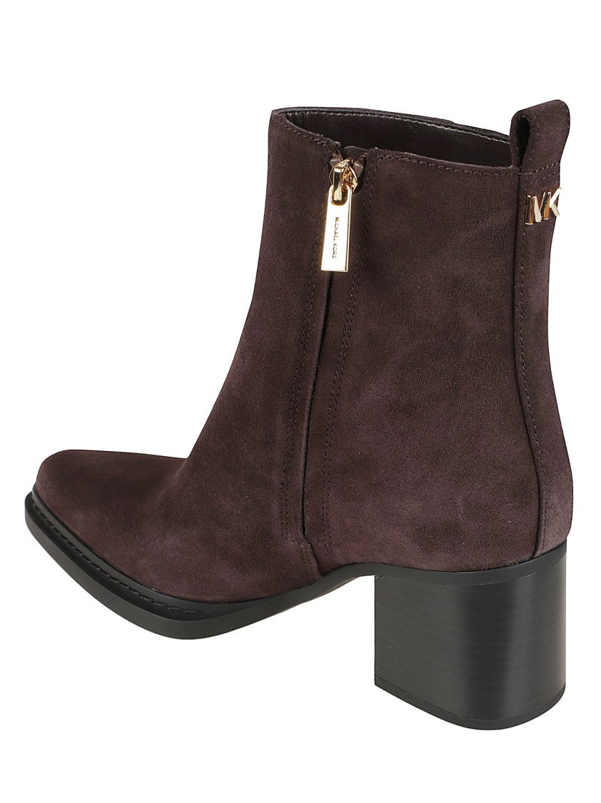 Michael Kors Lex Smooth Cow Leather Pointed-Toe Block-Heel Boots