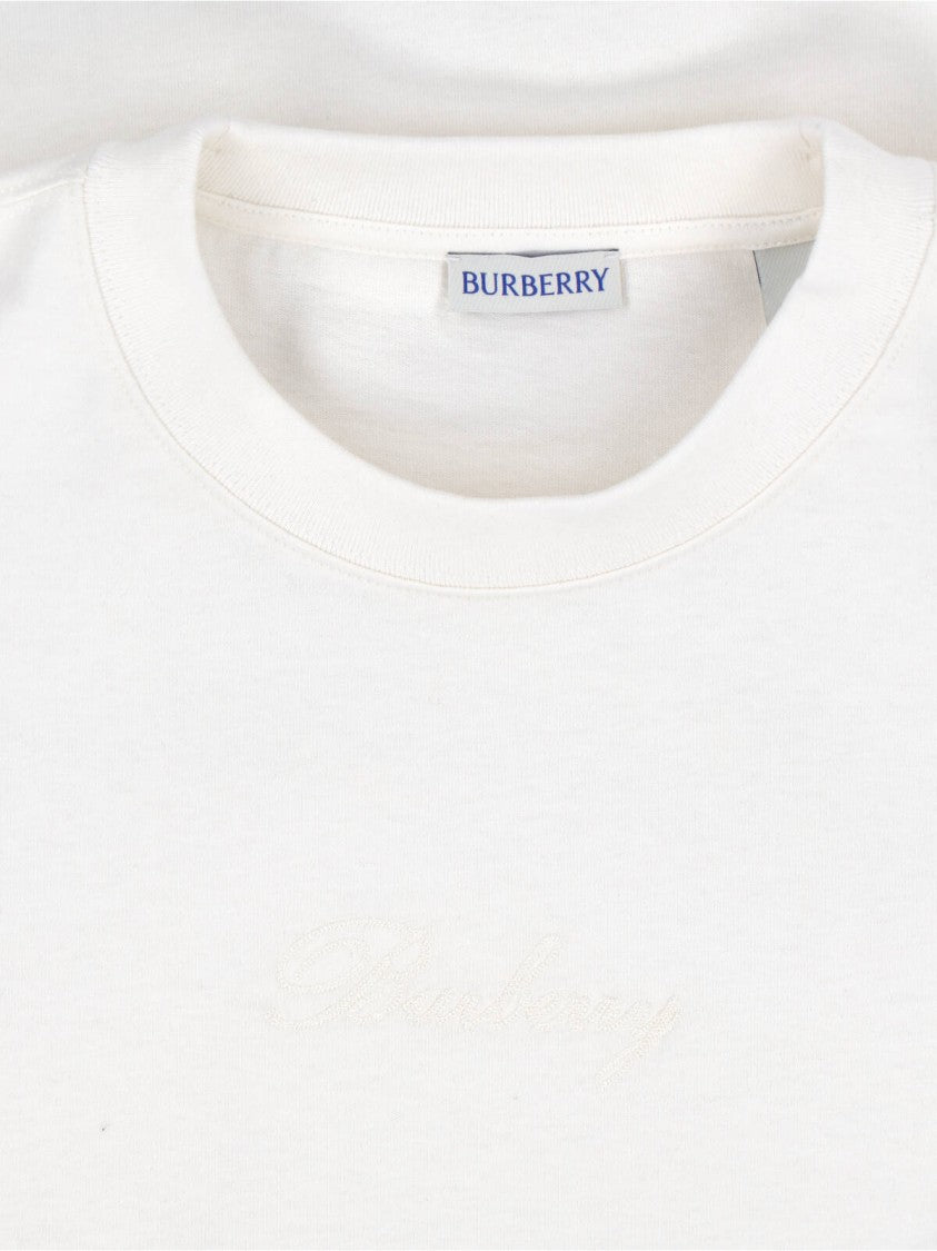 Burberry "Check" Logo T-Shirt, In White Cotton