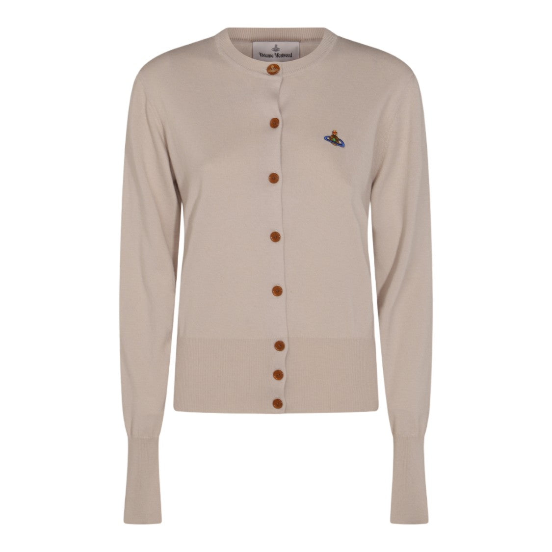 Vivienne Westwood Fitted Round Neck Sweater With Button-Down Front And Embroidered Emblem