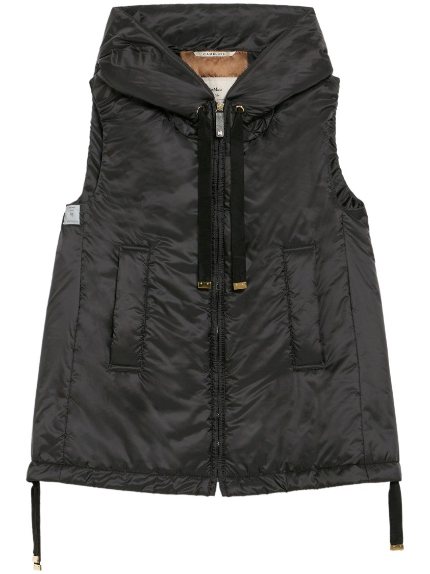 Max Mara Sleeveless High-Collar Jacket With Zip-Up Front And Adjustable Drawstrings