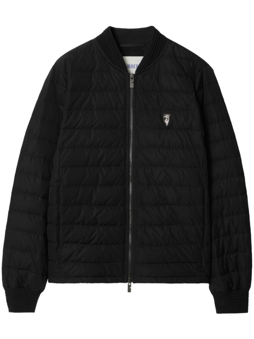 Burberry Quilted Black Coat With Ribbed Collar