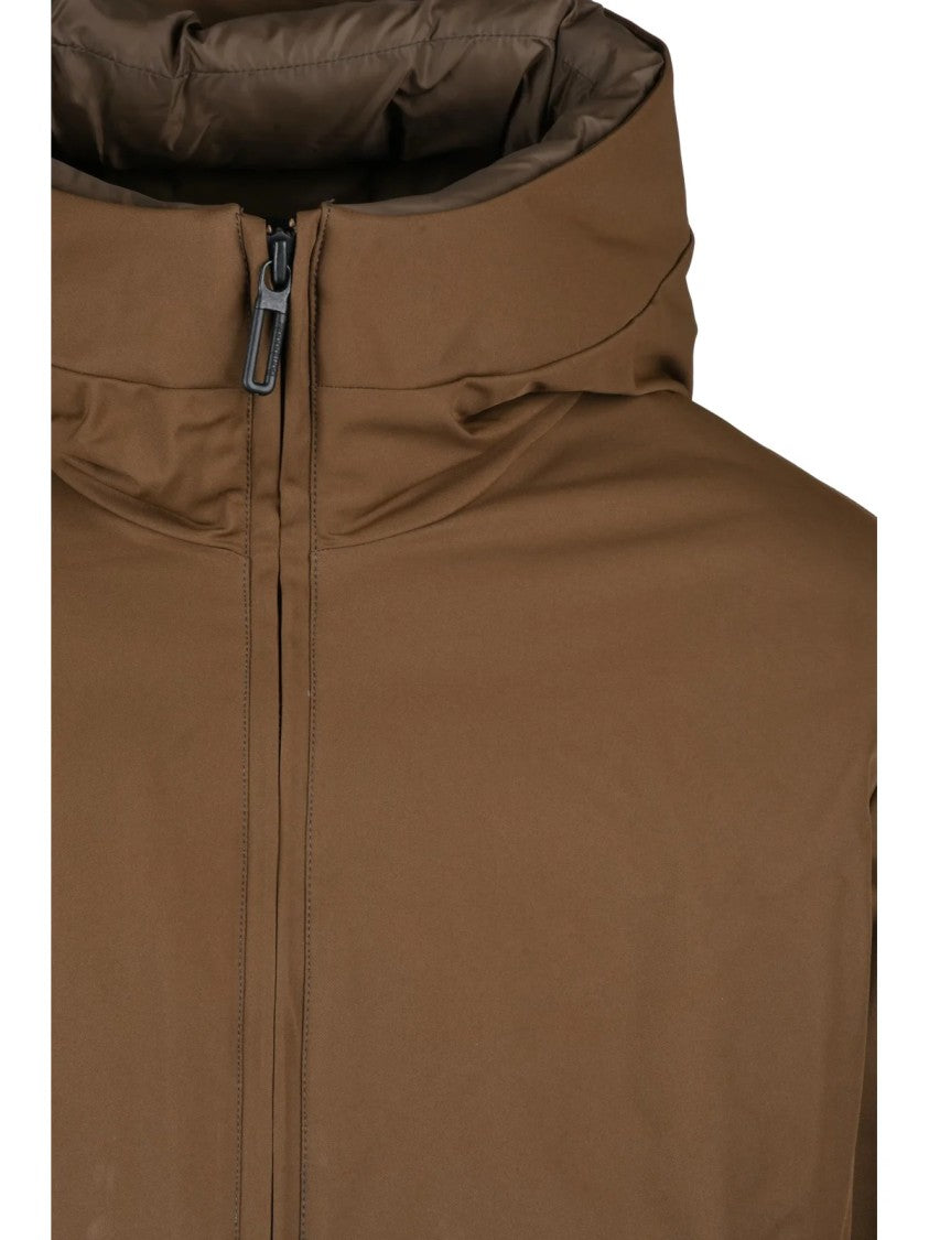 Bomboogie Padded Brown Coat With High Collar And Zippered Pockets