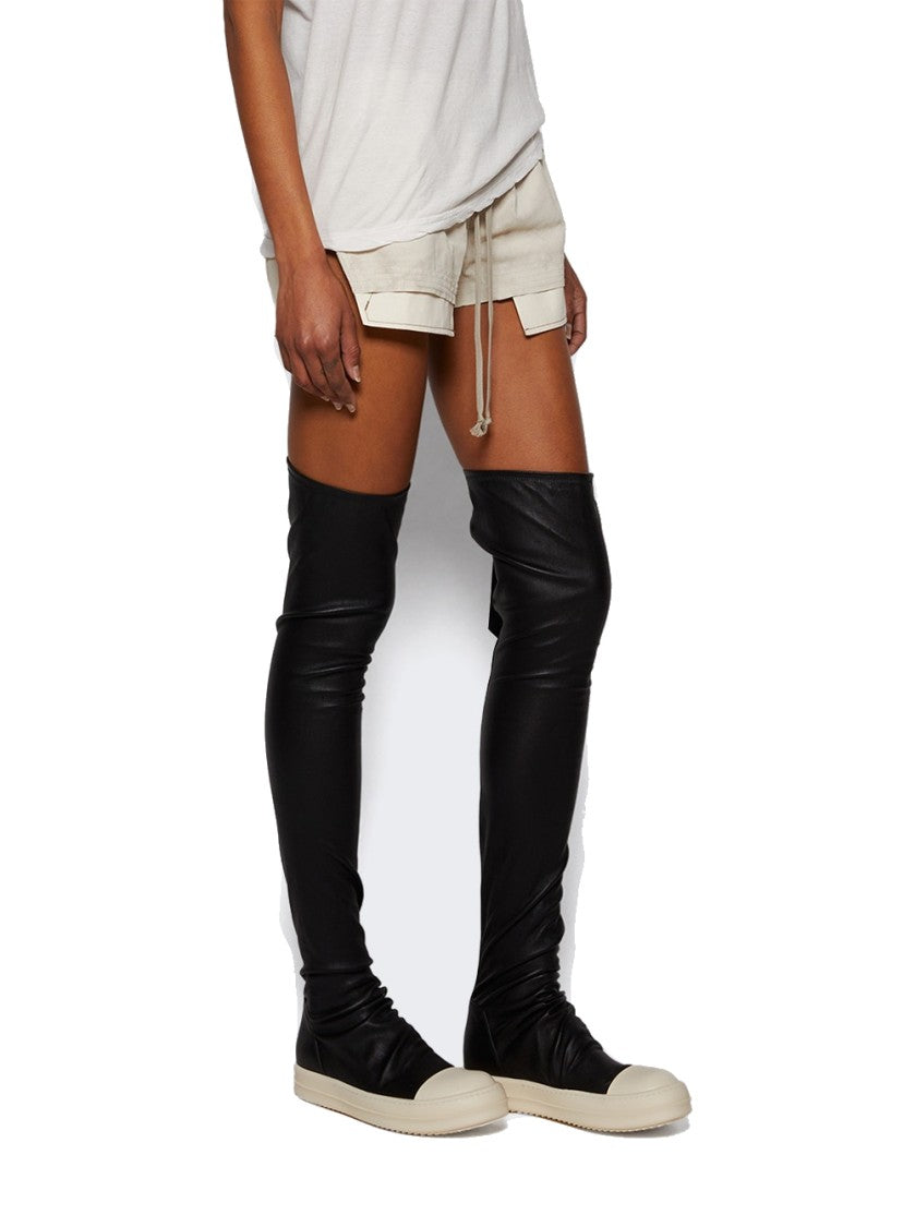 Rick Owens High Stocking Sneakers Black And Milk