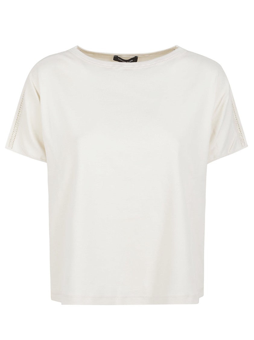 Fabiana Filippi Short-Sleeved Crop Top With Lace Detailing