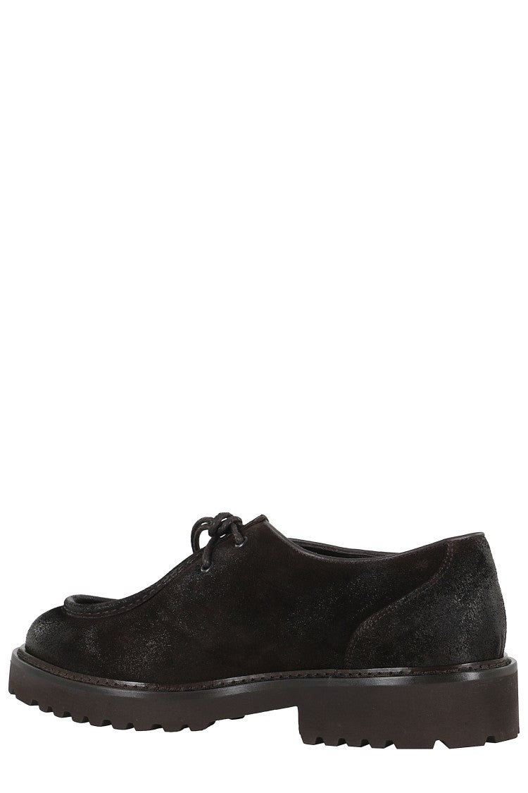 Doucal's Brown Suede Derby Shoes With Lace-Up Closure