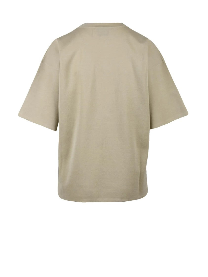 Alpha Studio Beige Cotton Nylon Crew Neck Knitwear Top