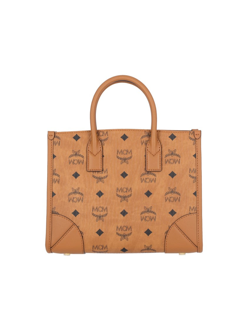Mcm Structured Monogram Print Tote Bag