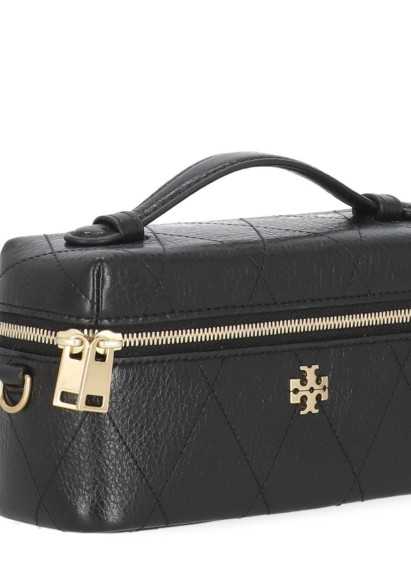 Tory Burch Black Quilted Leather Removable Strap Shoulder Bag