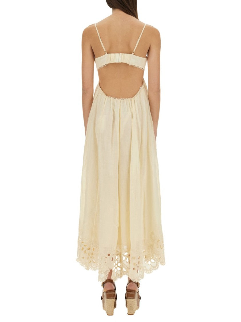 Zimmermann Coco Embroidered Linen Midi Dress
