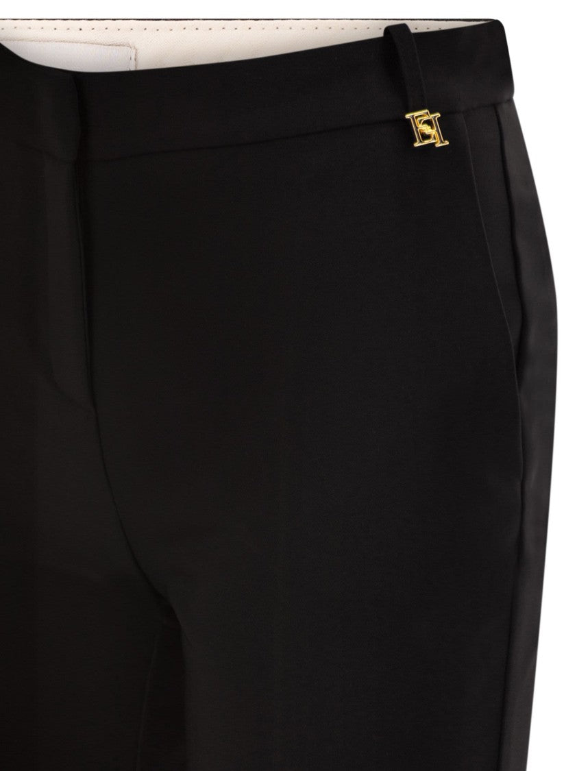 Elisabetta Franchi Lightweight Crepe Trousers With Charm Logo