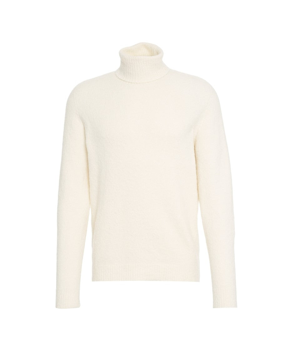 Roberto Collina High-Neck Knit Sweater With Ribbed Details