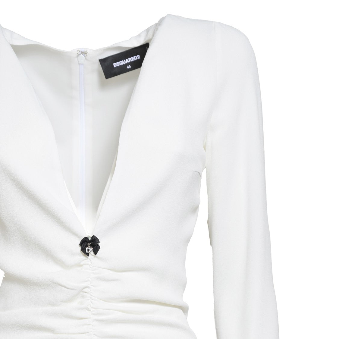 Dsquared2 White Silk Gathered Short Dress