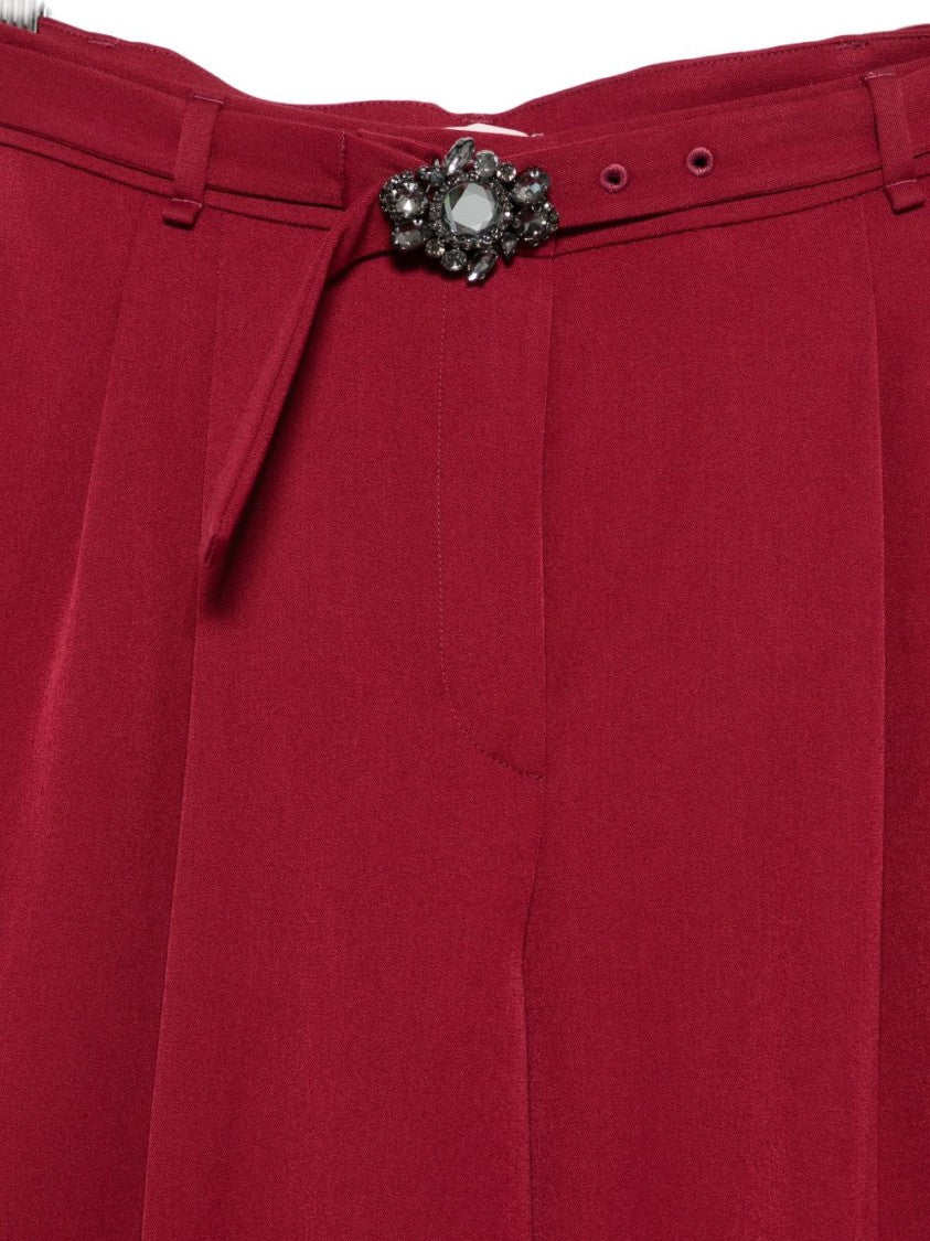 Liu Jo Bordeaux Wide-Leg Trousers With Slim Belt
