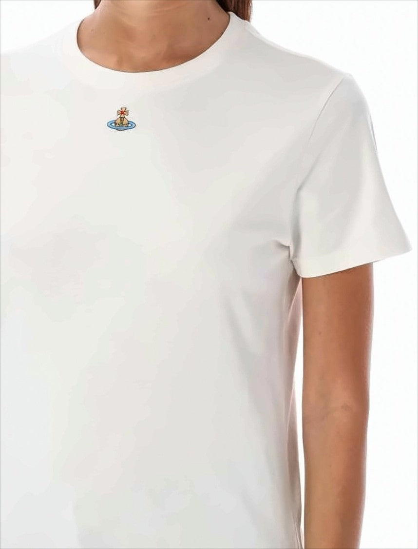 Vivienne Westwood White Cotton T-Shirt With Embroidered Emblem