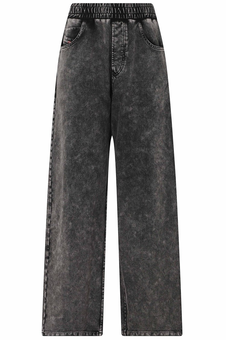 Diesel Wide-Leg Stretch Pants With Drawstring Waist And Denim Effect