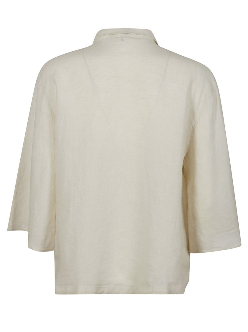 Glanshirt Relaxed Fit Linen Top With Unique Tie Detail